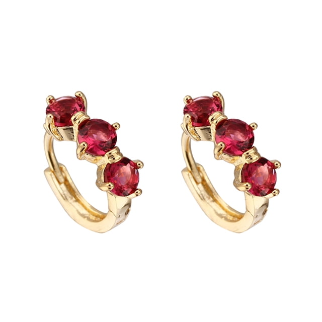 MasteelfCA 1Pair Women Large Zircon Earrings Simple Diamond Ear Rings Jewelry Gift Decor (Gold)