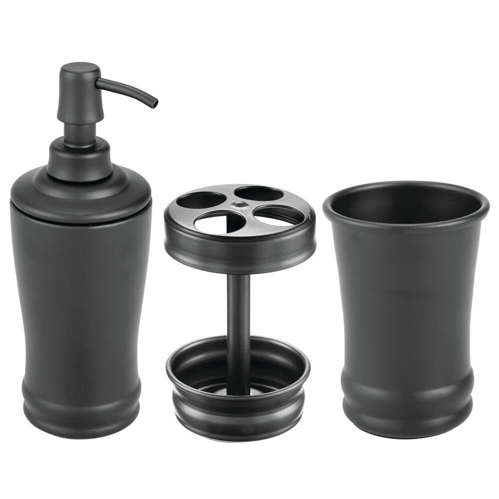 mDesign 3 Piece Metal Bathroom Vanity Countertop Accessory Set