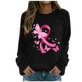 thumbnail image 3 of VKOYWKM Womens Breast Cancer Awareness Tops Pink Ribbon Print T-Shirts Long Sleeve Breast Cancer Survivor Tops Fall Crew Neck Pullover Tees, 3 of 5