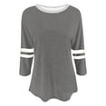 thumbnail image 4 of Women Tees Shirts Tops Three Quarter Sleeve Color Block Crewneck Tunic 2025 Fall Outfits, 4 of 4