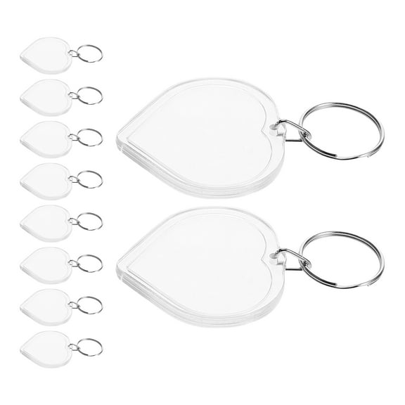 Worgeous 10 Pcs Acrylic Heart-Shaped Keychain Picture Holder DIY Photo Frame Keychains Clear Keychains for Pictures Photo Frame Keyring Delicate Key Chain
