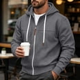 thumbnail image 7 of BVOFAR Mens Zip up Hoodie Casual Hooded Sweatshirt Long Sleeve Jacket Loose Fit Drawstring Athletic Jackets Dark Gray M, 7 of 7