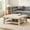Beige, variant on Noble House 41.5" Square Tufted Wooden Ottoman Coffee Table with Storage Shelf, PU Leather Upholstered Footstool, Brown
