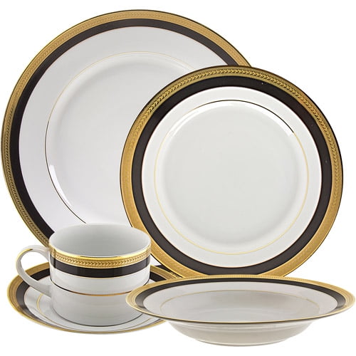 10 Strawberry Street Sahara Black 20Piece Dinnerware Set with Cup and