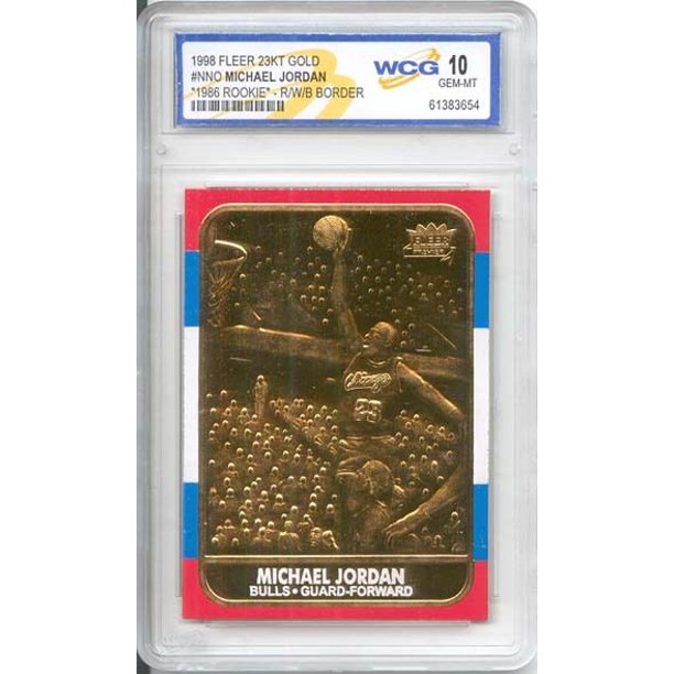 Michael Jordan 1986 Fleer Rookie 23kt Gold Card R W B Border Graded Gem Mint 10 Walmart Com