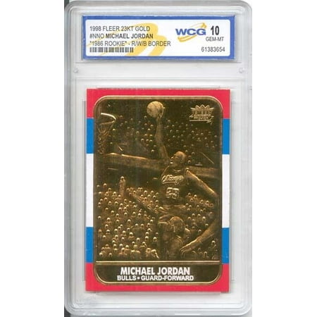 MICHAEL JORDAN 1986 Fleer ROOKIE 23KT Gold Card R/W/B Border Graded GEM MINT (Best Michael Jordan Cards)