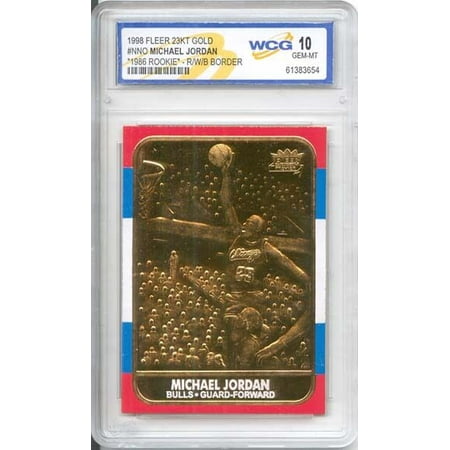 1986 Jose Canseco Rookie Card - MICHAEL JORDAN 1986 Fleer ROOKIE 23KT Gold Card R/W/B Border Graded GEM MINT 10
