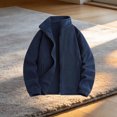 thumbnail image 4 of vdgthytj Jackets for Women Fleece Full Zip Stand Collar Long Sleeve Solid Fall Winter Casual Outerwear with Pockets(XX-Large,Navy), 4 of 4