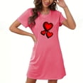 thumbnail image 1 of Camisón corto de San Valentín para mujer, talla grande, estampado en el pecho, cuello redondo, manga corta, 1 of 3