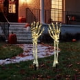 thumbnail image 3 of Halloween Skeleton Decorations, 2pcs Battery Powered Skeleton Arm Stakes, Glowing Skull Hands with 40 Led Lights for Halloween Holiday Party Home Garden Decor, 3 of 7