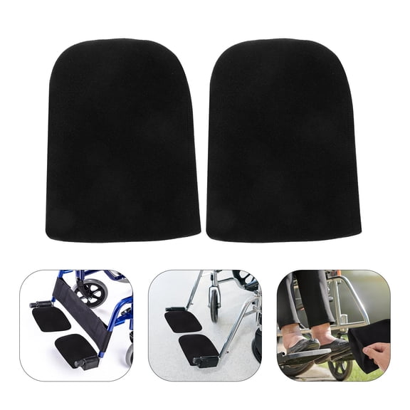 ELAYARD Wheelchair Footrest Covers Black Chloroprene Rubber Daily Use Anticollision