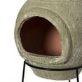 thumbnail image 6 of Vintiquewise Outdoor Beige Clay Chimenea Scribbled Design Fire Pit with Metal Stand, 6 of 8