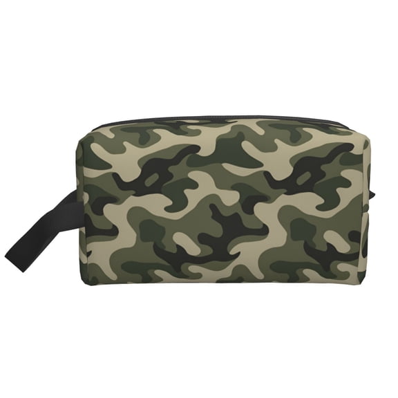 Toiletry Bag For Men Women Green Camouflage Pattern Hanging Dopp Kit Water Resistant Shaving Bag For Traveling