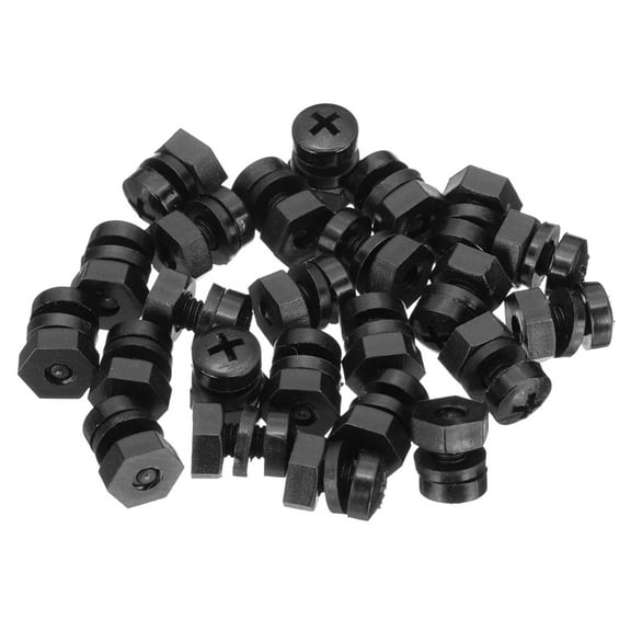 Uxcell M2.5x4mm Black Nylon Bolts Plastic Nuts Full Thread Head Screws and Nuts Set for Industrial Home Fastening Projects, 24 Sets