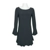 Laundry Boat Neck Circular Sleeve Flutter Reversible Two Color ITY Dress-BLACK / M