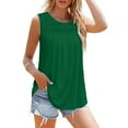 thumbnail image 2 of Otvok Womens Vests Casual Solid Color Crewneck Sleeveless T-Shirt Pleated Tank Blouse, 2 of 6