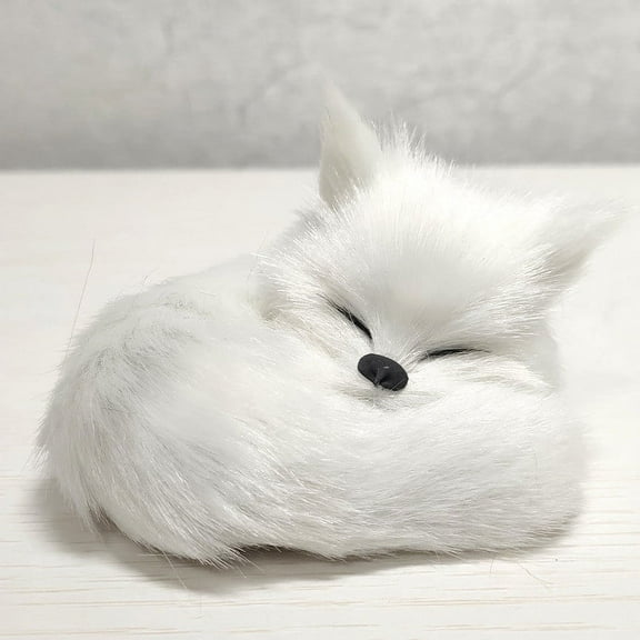 HUMJUSE Mini Faux Fur Fox Figurine Ornament, Cute Fox Model for Birthday Gift Home Decor, 3Inch