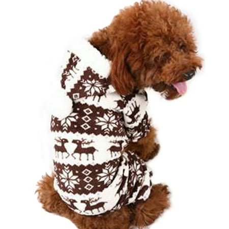 Small Dog Pet Warm Winter Coat Christmas pattern Jumpsuit Hoodie Pajamas Clothes Puppy