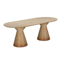 Pemberly Row Indoor / Outdoor Oval Stone Dining Table in Terracotta