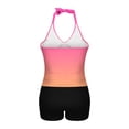 thumbnail image 4 of Swim Top for Women Plus Size with Built-In Bralette, Adjustable Strappy Halter and Casual Split Back Design in Solid Colors, 4 of 7