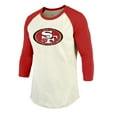 thumbnail image 2 of Men's Majestic Threads Deebo Samuel Cream/Scarlet San Francisco 49ers Vintage Player Name & Number 3/4-Sleeve Fitted, 2 of 3