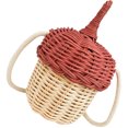 thumbnail image 2 of Miangastore Handwoven Round Rattan Bag Pine Cone Shaped Dark Red 1Pack Photography Prop, 2 of 8