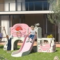 thumbnail image 5 of NYEEKOY 9-In-1 Toddler Slide, Bus-Themed Kids Slide and Climber Playset with Basketball Hoop, Ring-Toss, Car Playhouse, Kids Indoor and Outdoor Playground for Baby Age 1-8, 5 of 11