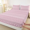 thumbnail image 3 of Manfei Modern Geometric Artistic Full Size Sheets,Pink White Bed Sheets,Boho Theme Sheet Sets For Girl Teens,Microfiber Bedroom Decor,4pcs, 3 of 7