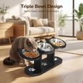 thumbnail image 3 of Non-Slip Elevated Pet Feeder with 3 Bowls - Cat Feeding Station with 3 Stainless Steel Bowls, Adjustable Heights Cat Food and Water Bowl, 15°Tilted Raised with Stand for Dogs and Cats (Wood), 3 of 8
