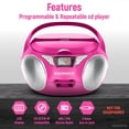 thumbnail image 2 of Magnavox MD6924 Boombox portátil con CD de carga superior y radio estéreo AM/FM en negro | Compatible con CD-R/CD-RW | Pantalla LED | Puerto auxiliar compatible | Reproductor de CD programable | (Rosa, 2 of 5