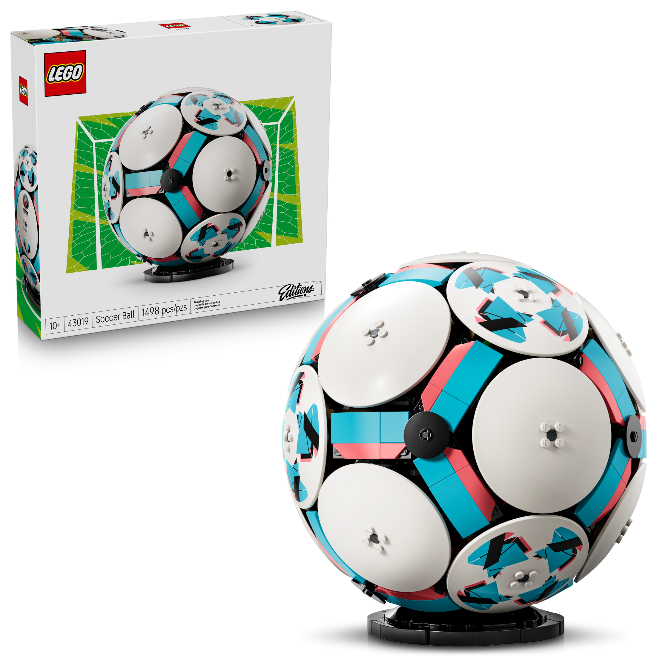 LEGO Editions Soccer Ball - Building Toy for Kids - Collectible Sports Decor for Boys & Girls, Ages 10+ - Includes Micro Stadium - Fathers Day Gift - 43019