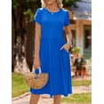 thumbnail image 3 of Zeagoo Short Sleeve Dress for Women Boho Beach Dresses Aline Midi Sundress with Pocket Casual Loose Shift Dress Summer Floral Tshirt Dress, 3 of 6