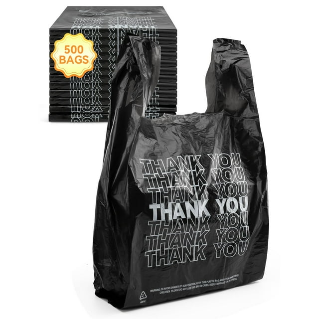 Bolsas de plástico UMT Plastar Thank You 500, 12 x 6 x 22 cm, color negro, 15 micrófonos
