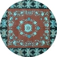 thumbnail image 1 of Ahgly Company Indoor Round Persian Light Blue Traditional Area Rugs, 4' Round, 1 of 4