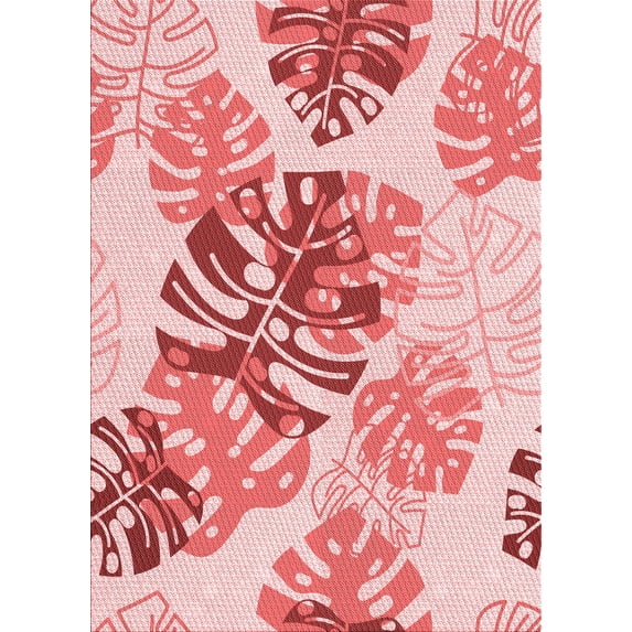 Ahgly Company Indoor Rectangle Patterned Deep Rose Pink Area Rugs, 2' x 5'