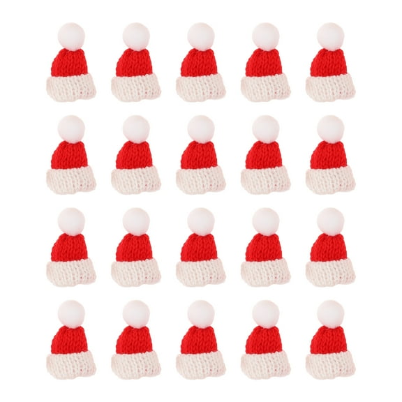 Amosfun 20Set Tiny Party Hats for Christmas Red Woolen Yarn Photo Props Family Friends