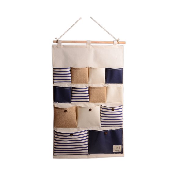 TABLZONE Door Hanging Storage Bag Magazine Pockets Wall Organizer Multi Linen 1Pack
