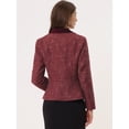thumbnail image 3 of Blazer de tweed vintage Allegra K para mujer con cuello con muescas a cuadros cinturón Vino rojo M, 3 of 5