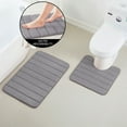 thumbnail image 2 of Hengbo 2 Pcs Memory Foam Bathroom Rug Set with U-Shaped Contour Toilet Mat for Extra Absorbent Bathroom Floor Gray, 2 of 8