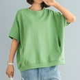 thumbnail image 5 of Uaswgudfs Women's Loose Crew Neck T-Shirt: Clean Stitch Detail Summer Top with Ultra-Soft Cotton Blend & Relaxed Fit Green XXXL, 5 of 6