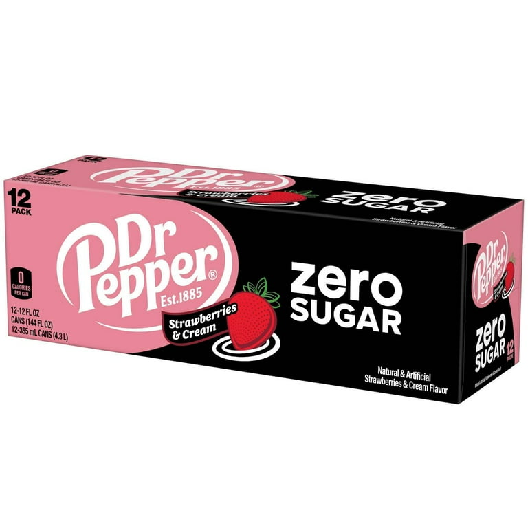 2X - Dr Pepper Strawberries Cream Zero Soda - 12pk/12 fl oz Cans