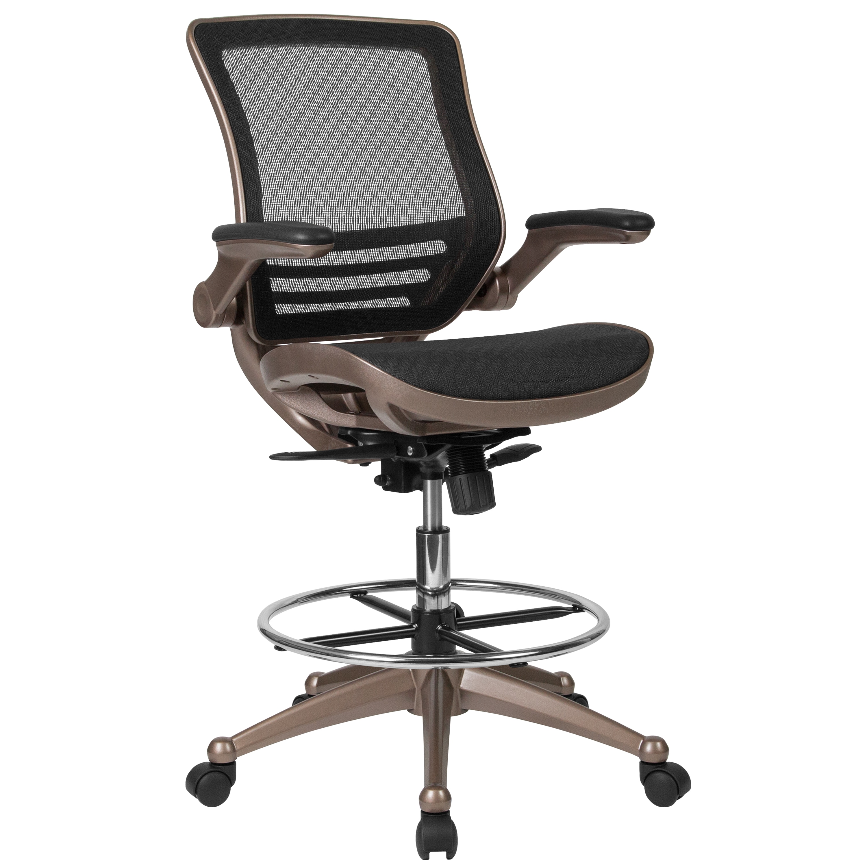 Black Contemporary Adjustable Height Swivel Mesh Drafting Chair in the