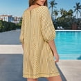 thumbnail image 5 of Lenpel Rompers for Women Summer Striped Lantern Half Sleeve V Neck Tie Front Oversized Jumpsuits Casual Loose Overall Shorts, 5 of 7