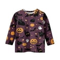 thumbnail image 5 of Abcomgle Halloween Shirts for Girls Size 7/8 Spooky Ghost Pumpkin Cat Graphic Shirts for Kids Girls Crewneck 3/4 Sleeve T-Shirts for Girls Fall Funny Holiday Tee Top Girls,9-10 Years, 5 of 5