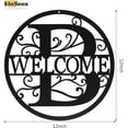 thumbnail image 2 of Metal Initial Welcome Sign Metal Monogrammed Sign Metal Letter Wall Art Decor (K), Personalized Family Name Sign for Home Porch Front Door Outdoor, Personalized Gifts for Family, 2 of 6