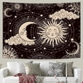 thumbnail image 2 of Sun and Moon Tapestry, Aesthetic Black Dark Spiritual Tapestries Mystic Burning Sun with Clouds Star Wall Hanging decor for Bedroom, 2 of 7