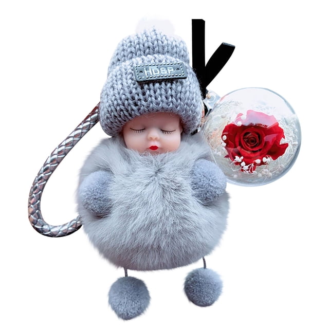 Jolie Peluche Simulée Poupée Plissant les Yeux Rose de la Saint-Valentin
