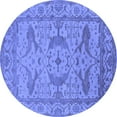 thumbnail image 1 of Ahgly Company Machine Washable Indoor Round Oriental Blue Industrial Area Rugs, 5' Round, 1 of 4