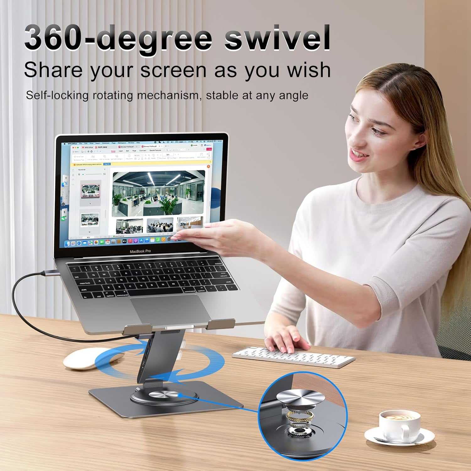 Laptop Docking Station Stand Dual Display 4K  USB3.0 360 Swivel for    Surface with USB-C Hub Multiport Adapter