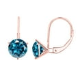 thumbnail image 2 of Mauli Jewels 0.20 CTW Natural Blue Round Diamond 3-Prong Martini Leverback Earrings for Women in 14K Rose, White & Yellow Gold, 2 of 8